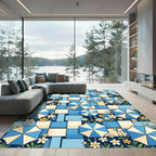 Sunny Blue Umbrella and Floral Weave Rug