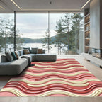 Crimson Creamy Swirl Ribbon Rug