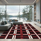Deep Burgundy Stripe Gridded Rug