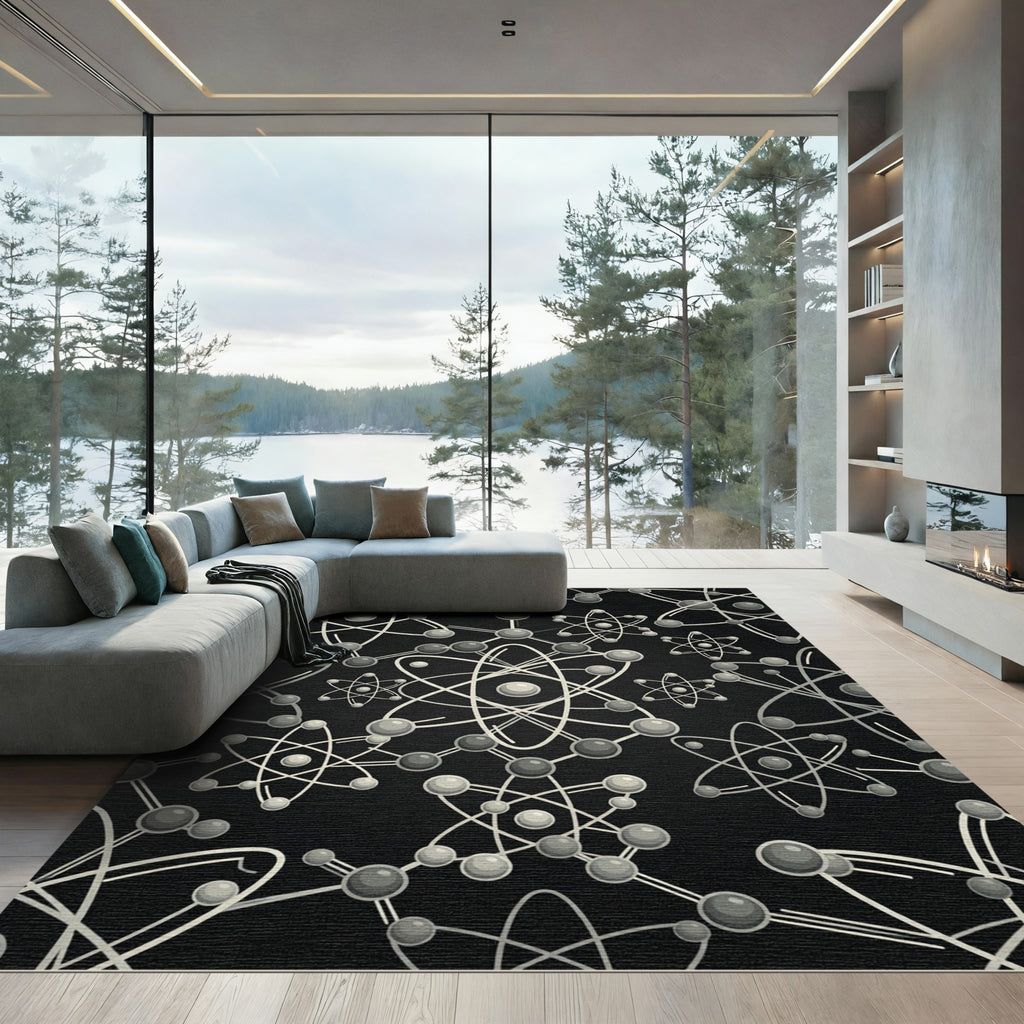 Atomic Structure Gray Pattern Rug