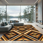 Earthy Amber Geometric Aztec Diamond Rug