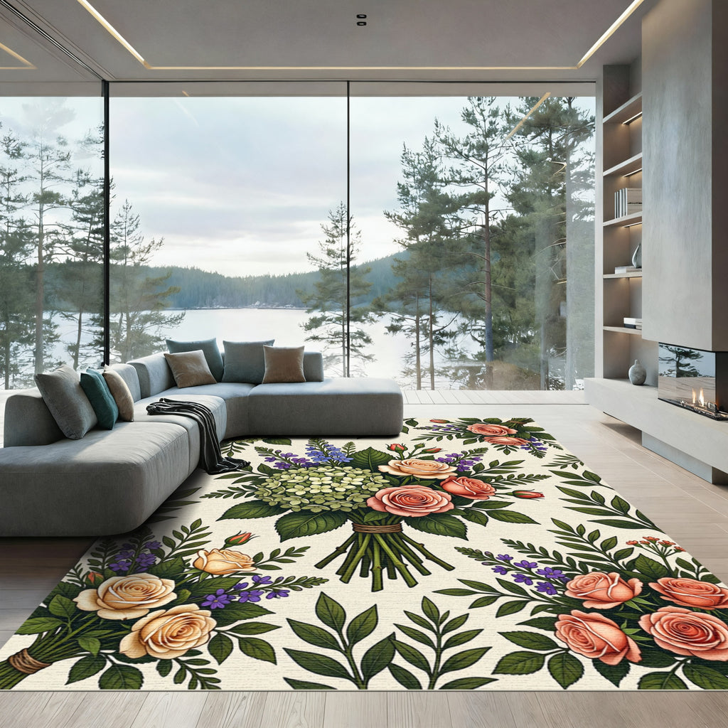 Garden Bouquet Roses Hydrangeas Lilacs Rug