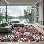 Vintage Floral Lavender Rose Octagons Rug