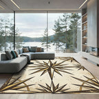 Vintage Antique Gold Compass Star Rug