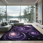 Cosmic Swirling Purple Galaxy Area Rug