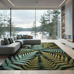 Lush Golden Green Tropical Fern Composition Rug
