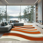 Modern Burnt Orange Wavy Stripe Rug