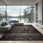 Dark Wood Grain Concentric Circles Rug