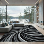Monochromatic Swirling Abstract Lines Rug