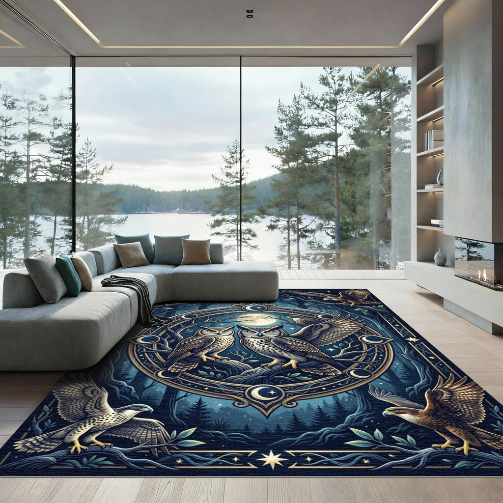 Midnight Moon Owl Celestial Forest Rug