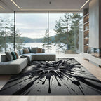 Monochrome Abstract Ink Splash Rug