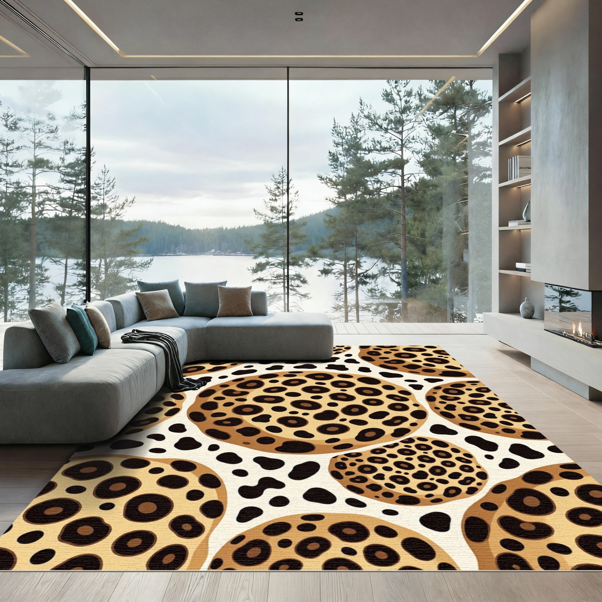 Bold Cream Leopard Spot Sphere Aesthetic Rug