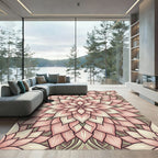 Delicate Pink Floral Mandala Rug