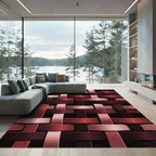 Modern Deep Red Interlocking Woven Texture Rug