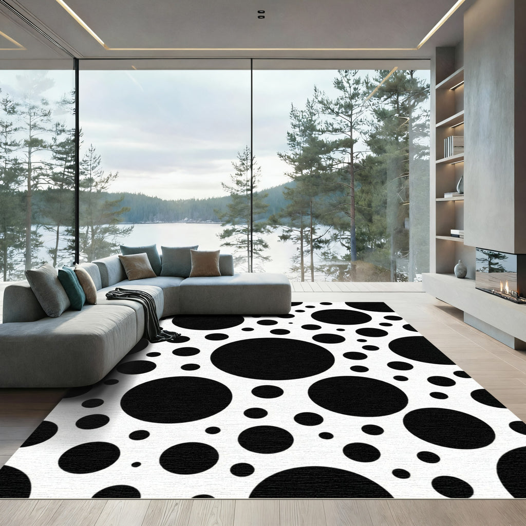 Bold Monochrome Polka Dot Modern Rug