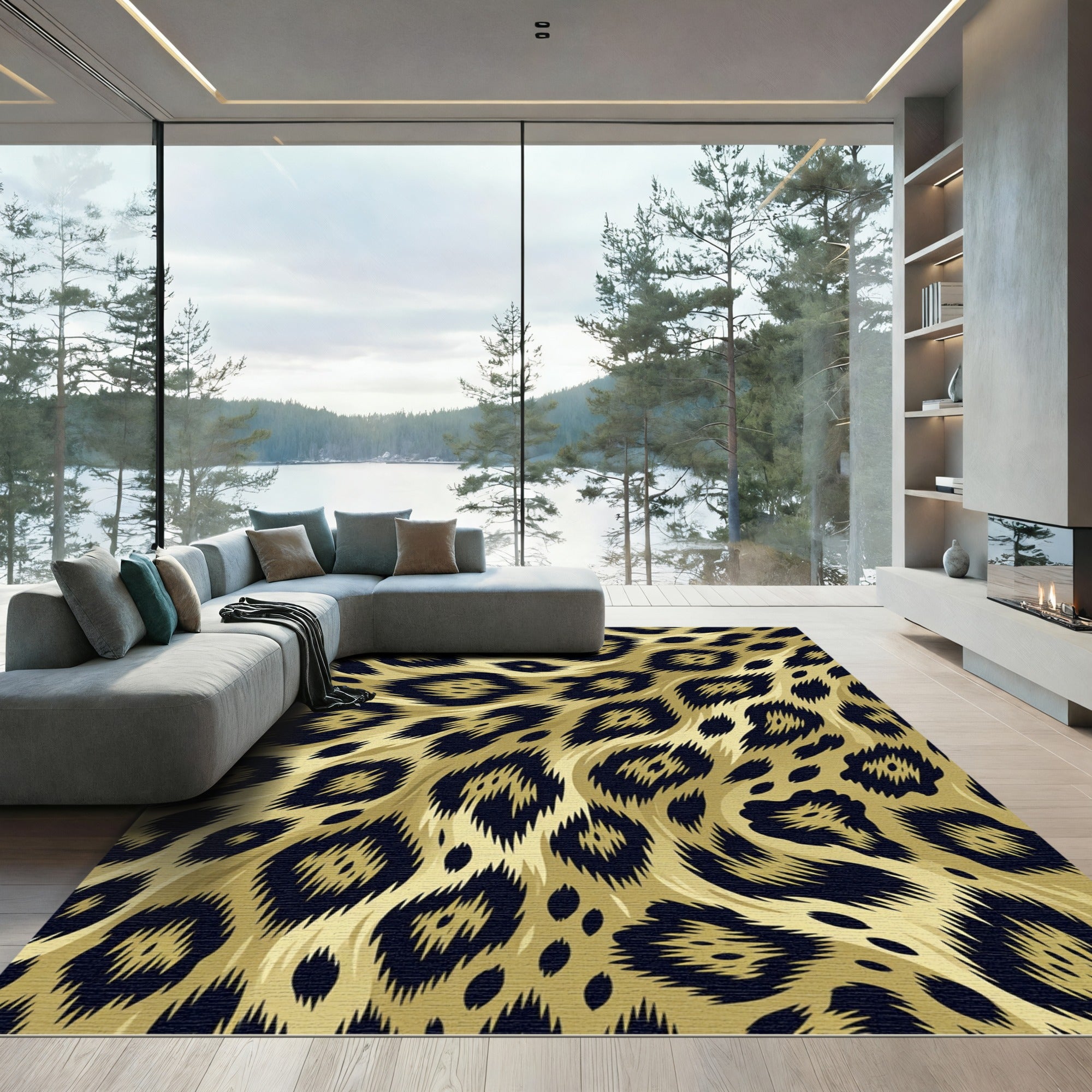 Bold Gold Jaguar Spots Rug