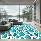 Teal Water Drops Pattern Rug