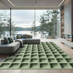 Sage Grid Geometric Square Block Rug