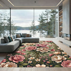 Romantic Blush Pink Peony Garden Bouquet Rug