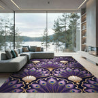 Rich Purple Peacock Feather Scallop Rug