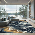 Dramatic Deep Blue Ocean Wave Rug
