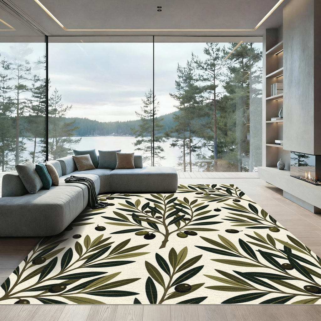 Olive Branches with Dark Fruit Rug