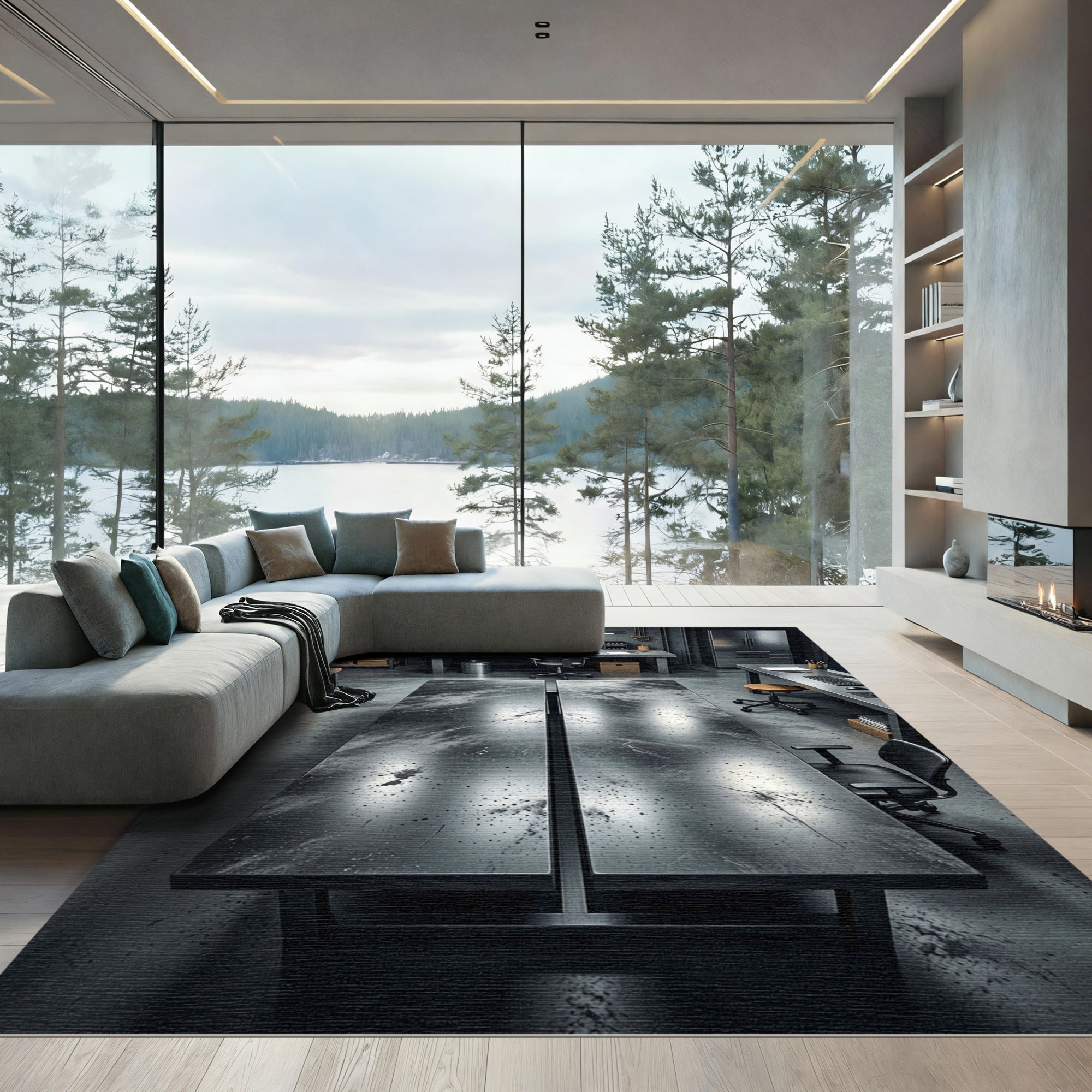 Dark Speckled Metal Grunge Rug