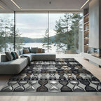 Ornate Hourglass Pattern Black Gold Rug