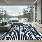 Minimalist Navy Stripe Aerial Fighter Jet Rug