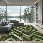 Sage Green Herringbone Woven Texture Rug