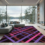 Vivid Magenta and Violet Intersecting Lines Rug