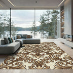 Antique Gold Scrollwork Damask Rug