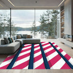 Bold Pink White Blue Stripe Rug