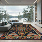 Tribal Mayan Geometric Dark Amber Tapestry Rug