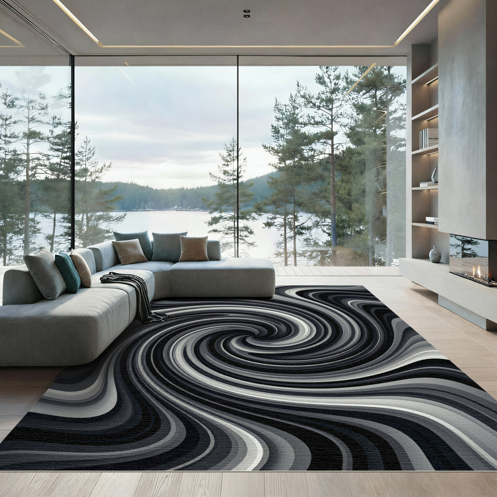 Monochromatic Swirl Flow Rug