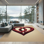 Interlocking Crimson Heart Abstract Art Rug