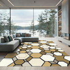 Modern Earthy Geometric Hexagon Rug