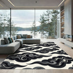 Ethereal Black Cat Swirling Cloud Ink Rug