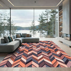 Geometric Earthy Chevron Herringbone Rug
