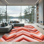 Modern Terracotta Geometric Chevron Streak Rug