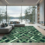 Geometric Emerald Interlocking Square Art Rug