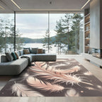 Soft Peach Feather Art Rug