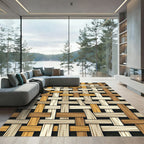 Woven Wood Texture Earth Tones Rug