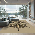 Vintage Golden Compass Ornate Star Rug