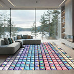Iridescent Geometric Pastel Pyramid Grid Rug