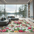 Romantic Rose Bouquet and Teacup Garden Rug