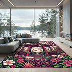 Vibrant Sakura Pavilion Floral Garden Rug