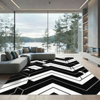 Monochromatic Geometric Illusion Zigzag Rug
