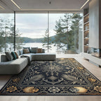 Ornate Floral Medallion Dark Rug