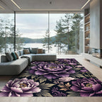Velvet Purple Peony Cloud Illustration Rug